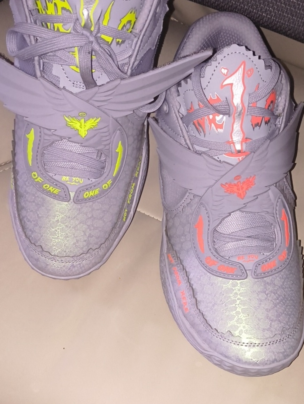 Puma Lavender Sneakers with Neon Yellow & Neon Coral Accents lamello ball DIFF